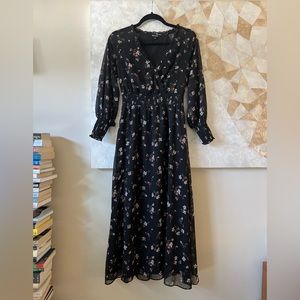 Madewell Midi Dress black florals